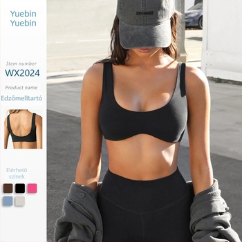 Női sportmelltartó párnázott, 3/4 kosár, közepes formázás, fix dupla vállpántok, oldalsó csat, 75% nylon, 25% spandex, készlet