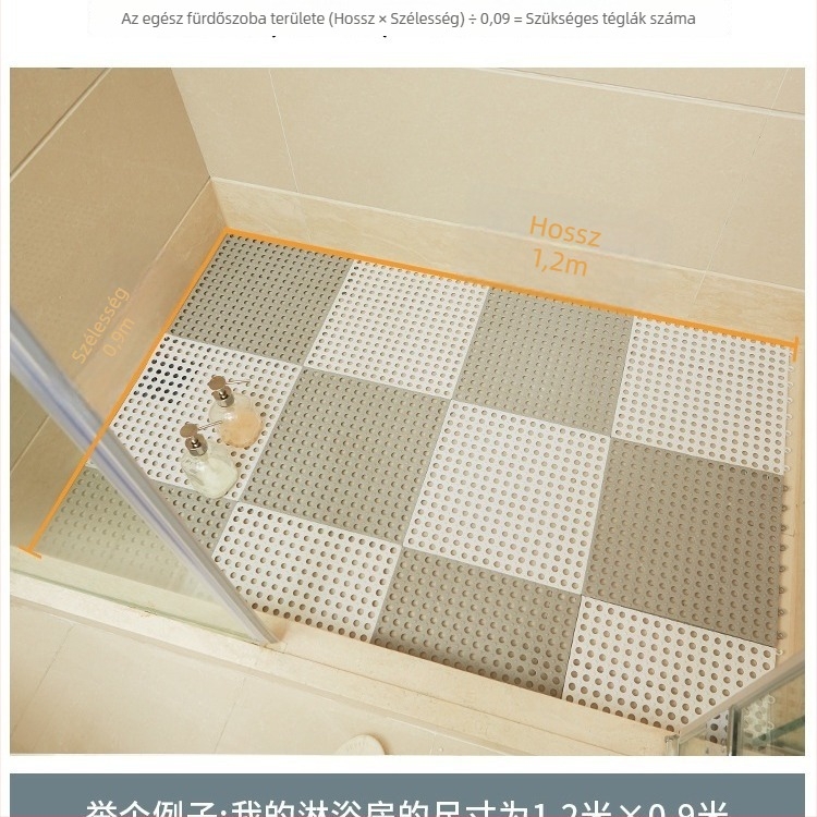 Nordic stílusú fürdőszobai csúszásmentes matrac, vágásra alkalmas zuhanyhoz, műanyag, testreszabható