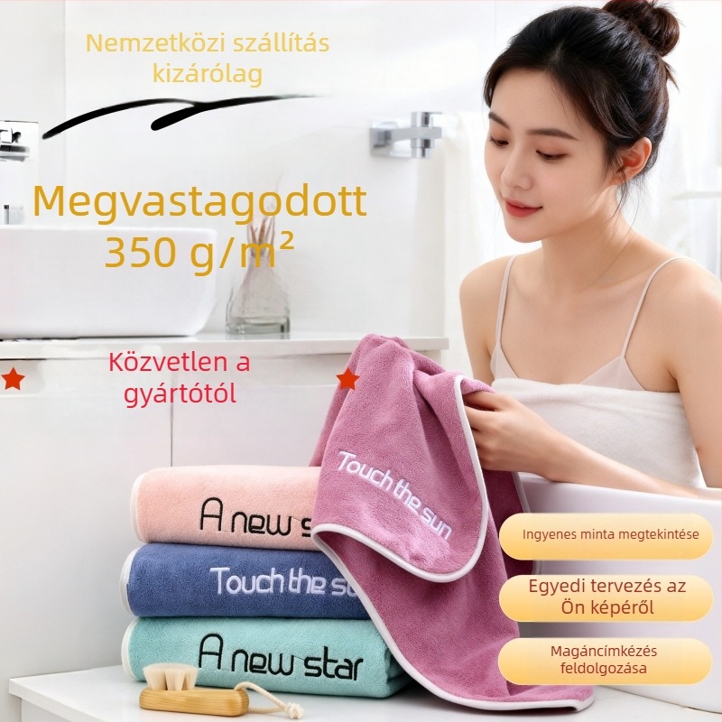 Mikroszálas poliészter törölköző, hímzett, felvarrt, 80–100 g, testre szabható