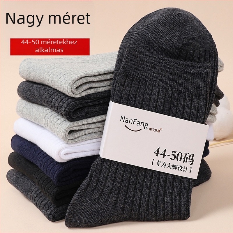 Férfi pamut középmagas zokni, vastag kötés, méretei 46–50, tavasz–őszre