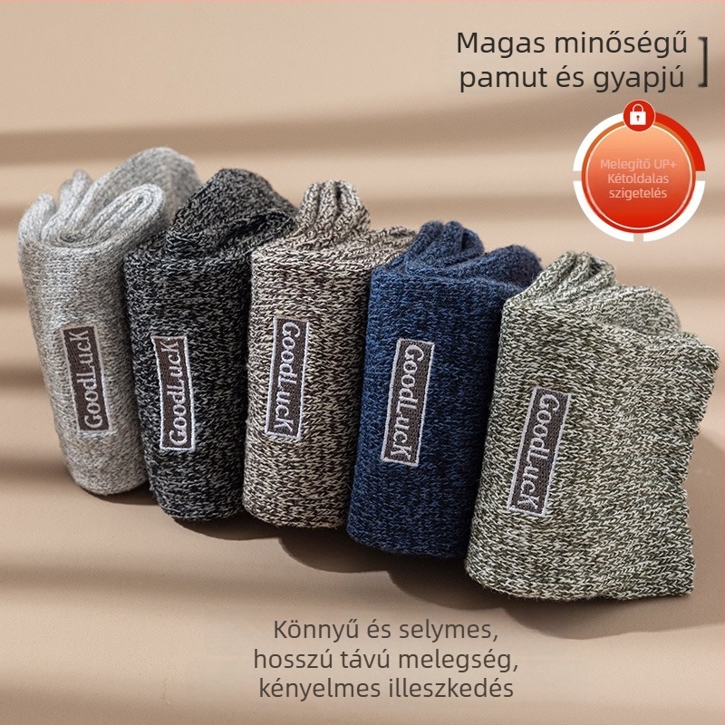 Gyapjú téli zokni férfiaknak, középmagas hosszúságú, vastag, meleg és nedvességelvezető, egyszínű