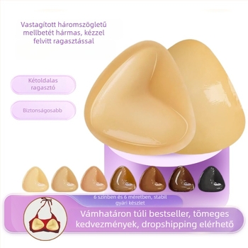 Vastagított szilikon melltapasz, öntapadós, háromszög alakú, kétoldalas, bikinihez