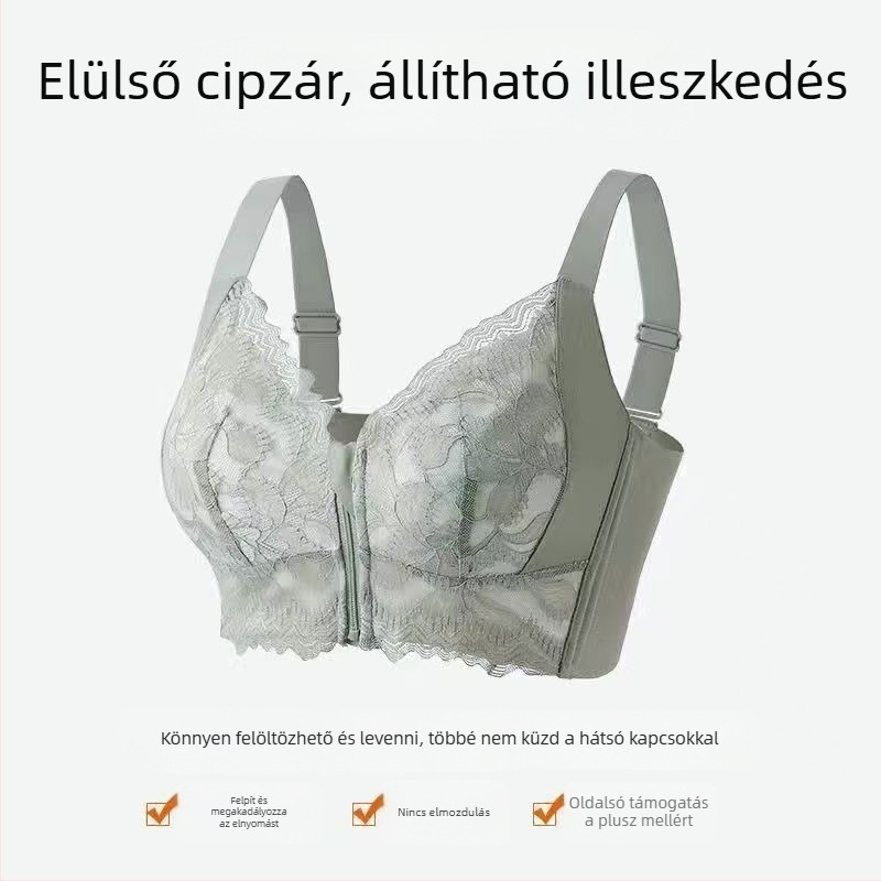 Elöl cipzáros formázott melltartó, ultra vékony kosár, nylon anyag, teljes támasz