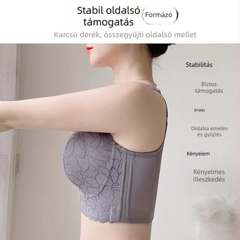 Drót nélküli melltartó, teljes kosár, ultra vékony formázott kosár, levehető dupla vállpántok, csipkés nylon anyag