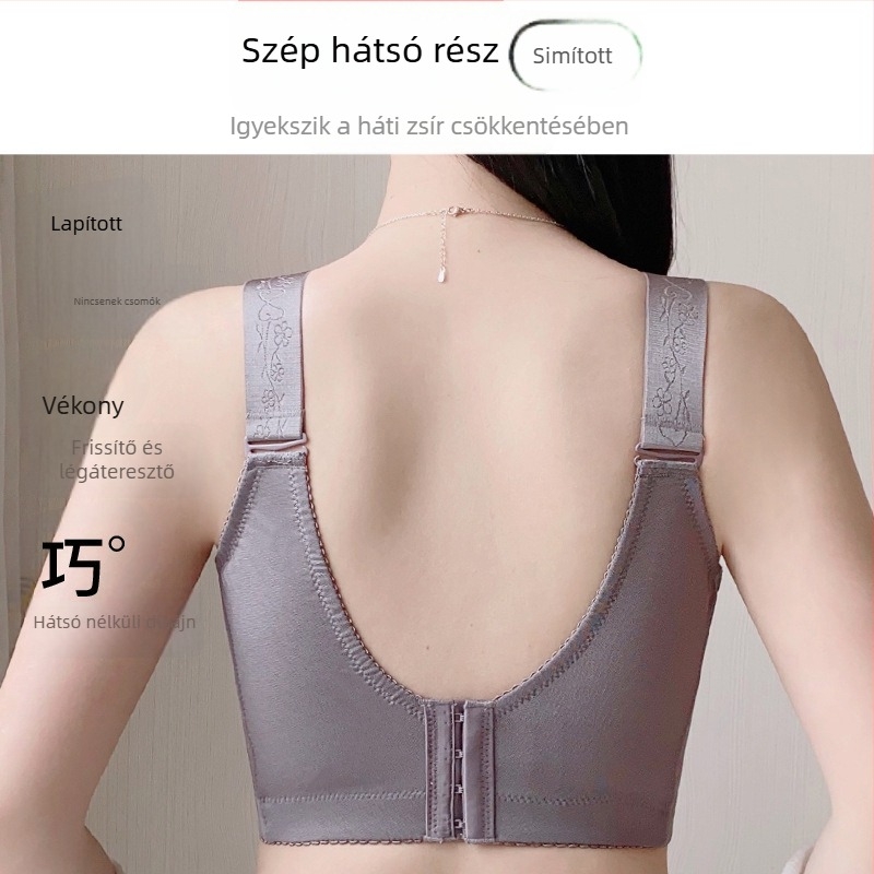 Drót nélküli melltartó, teljes kosár, ultra vékony formázott kosár, levehető dupla vállpántok, csipkés nylon anyag