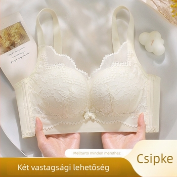 Csipkés, merevítő nélküli melltartó, 3/4-es kosárral, formázó, állítható, közepes kosár, meleg érzet