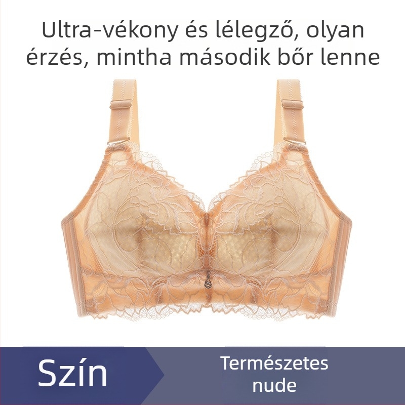 Teljes kosaras melltartó, ultra vékony kosár, levehető dupla vállpántok, csipkés él, gyémántdíszítés