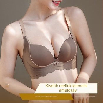 Push-up melltartó 5 cm vastag párnázattal, drót nélküli, varrat nélküli, 3/4 kosár