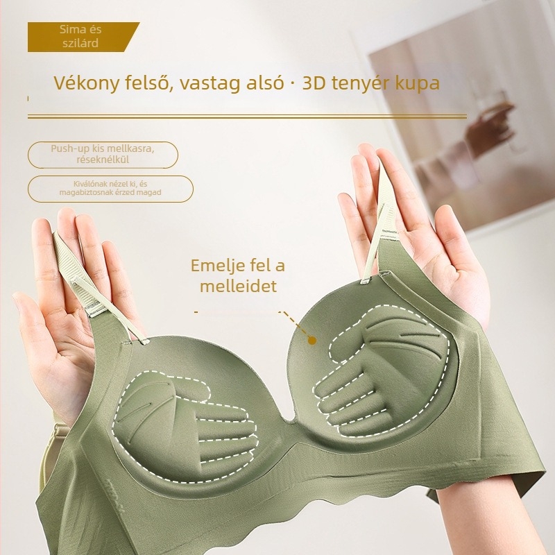 Push-up melltartó 5 cm vastag párnázattal, drót nélküli, varrat nélküli, 3/4 kosár