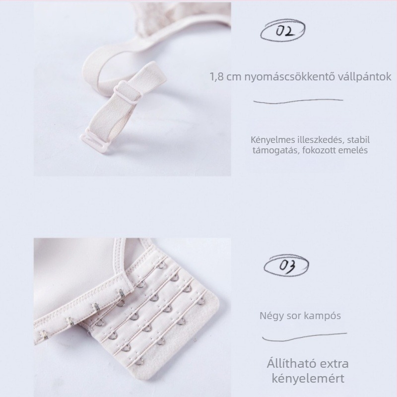 Qianyi 9969 lélegző szendvics push-up melltartó, B méret, állítható, oldalsó formázás és optikai kicsinyítés