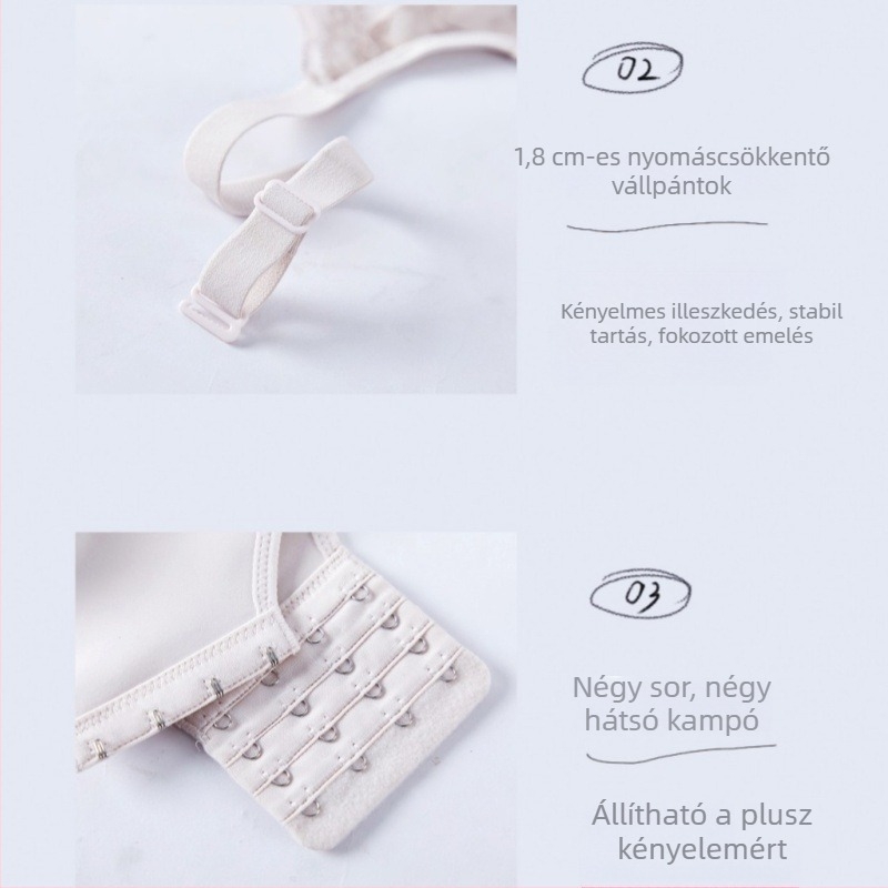 Qianyi 9969 Drót nélküli Push-Up melltartó, ultra vékony szendvics kosár, légáteresztő, állítható a oldalsó mellek formázására