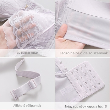 Push-up melltartó csipével és szivacspárnával, nylon fő anyag, 3/4 kosár, rögzített vállpántok, hátul négy sor kapoccsal záródó, minden évszakra