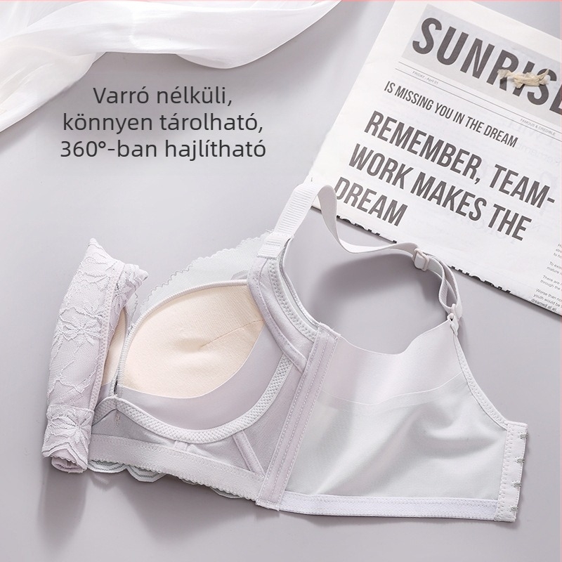 Push-up melltartó csipével és szivacspárnával, nylon fő anyag, 3/4 kosár, rögzített vállpántok, hátul négy sor kapoccsal záródó, minden évszakra