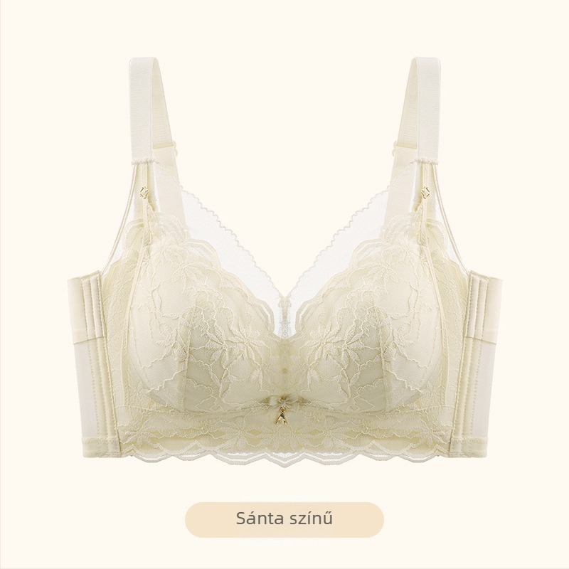 Push-up melltartó csipével és szivacspárnával, nylon fő anyag, 3/4 kosár, rögzített vállpántok, hátul négy sor kapoccsal záródó, minden évszakra