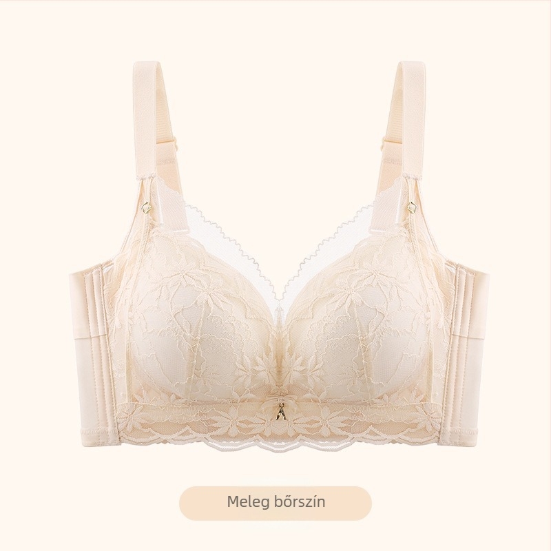 Push-up melltartó csipével és szivacspárnával, nylon fő anyag, 3/4 kosár, rögzített vállpántok, hátul négy sor kapoccsal záródó, minden évszakra