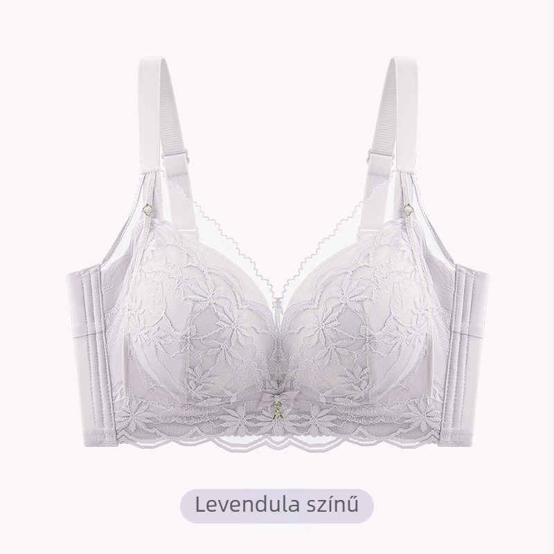 Push-up melltartó csipével és szivacspárnával, nylon fő anyag, 3/4 kosár, rögzített vállpántok, hátul négy sor kapoccsal záródó, minden évszakra