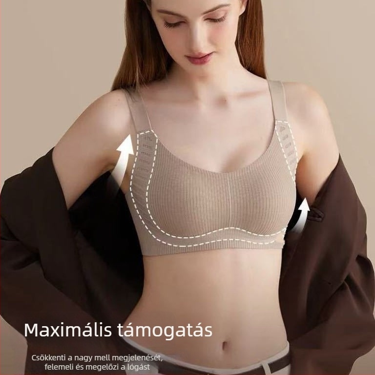 Varratlan melltartó anti-gravitációs emeléssel nagy mellekhez; kosárforma 3/4, vékony formázott kosár, hátsó négy sor kapocs