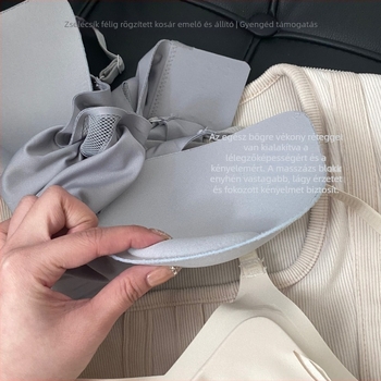 Push-Up melltartó felső támasztással, teljes kosár, Ice Silk nejlon anyagból, nejlon bélés, rögzített vállpántok, hátul négy sor kapocs