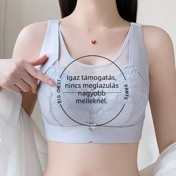 Csipkés melltartó ultra‑vékony formázott kosarakkal, hátul négy sor horoggal záródó, fix dupla vállpántokkal, támogatás és formázás