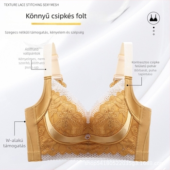 Push-up melltartó 3/4 kosárral, formázott kosár: vékony felső, vastag alsó, levehető dupla pántok, hátul négy sor kapocs, pamut bélés 30–50%