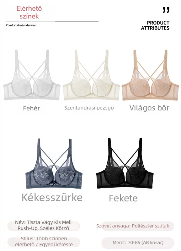Csipkés melltartó formázott kosarakkal, fix kettős vállpántok, hátsó háromsoros zár