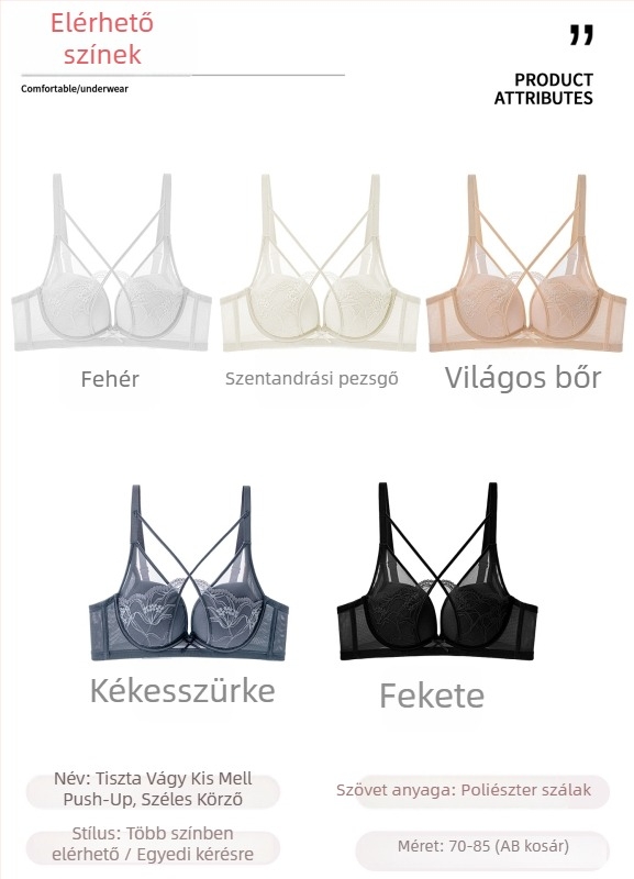 Csipkés melltartó formázott kosarakkal, fix kettős vállpántok, hátsó háromsoros zár