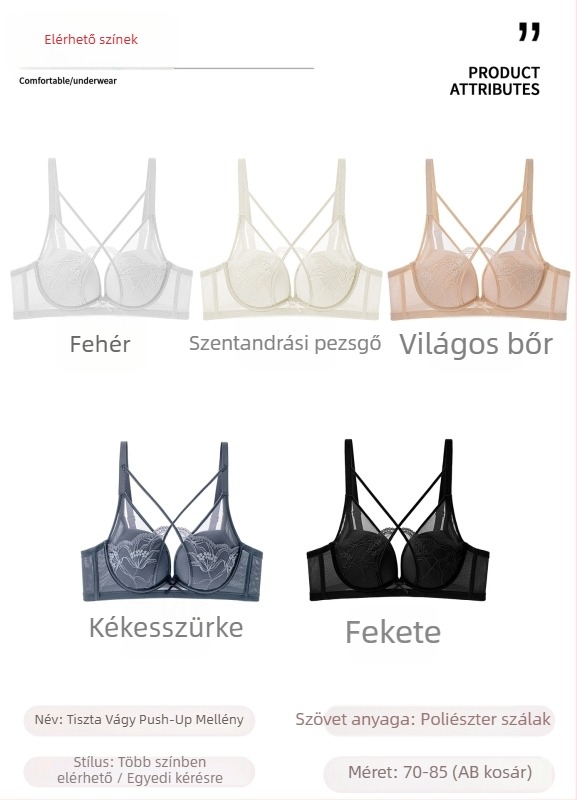 Csipkés melltartó formázott kosarakkal, fix kettős vállpántok, hátsó háromsoros zár