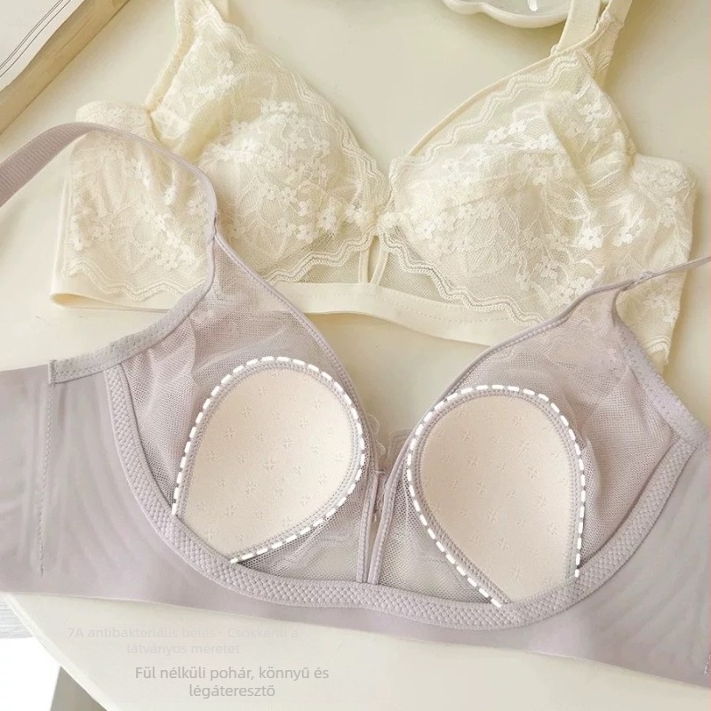 Francia csipkés melltartó, kristályos kosarakkal, merevítő nélkül, hátul három sor kapoccsal, rögzített dupla vállpántok