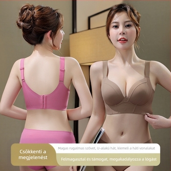 Pluszméretű melltartó nagyobb mellekhez, push-up hatás, oldalsó támasz, merev vállpántok, 3/4 kosár, vékony formázott kosár