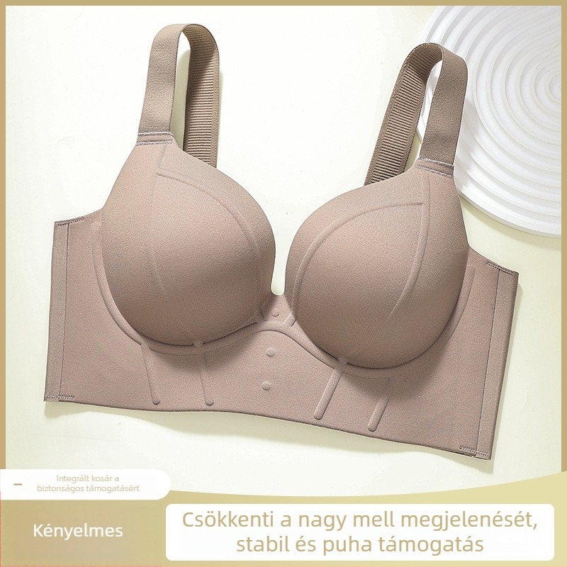 Pluszméretű melltartó nagyobb mellekhez, push-up hatás, oldalsó támasz, merev vállpántok, 3/4 kosár, vékony formázott kosár