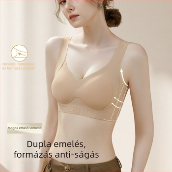 Sima sportos push-up melltartó, teljes kosár, vékony formázott kosarak, rögzített vállpántok, hátoldali három sor csat, nylon anyag