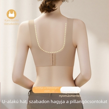 Sima sportos push-up melltartó, teljes kosár, vékony formázott kosarak, rögzített vállpántok, hátoldali három sor csat, nylon anyag