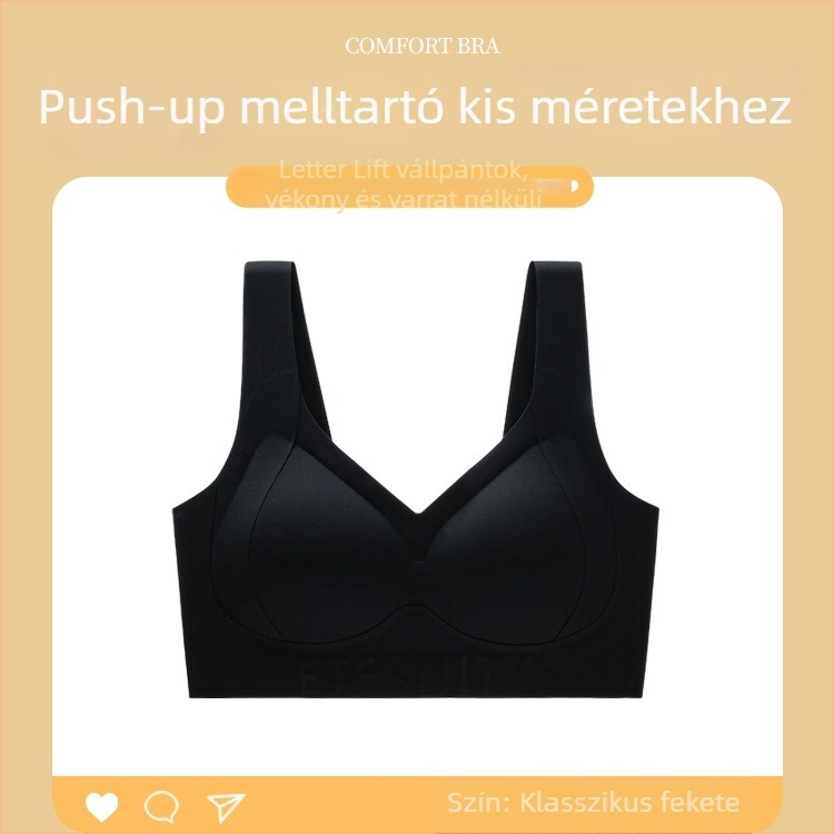 Sima sportos push-up melltartó, teljes kosár, vékony formázott kosarak, rögzített vállpántok, hátoldali három sor csat, nylon anyag