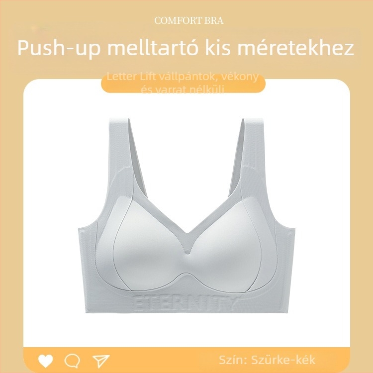 Sima sportos push-up melltartó, teljes kosár, vékony formázott kosarak, rögzített vállpántok, hátoldali három sor csat, nylon anyag