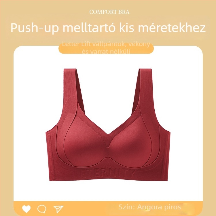 Sima sportos push-up melltartó, teljes kosár, vékony formázott kosarak, rögzített vállpántok, hátoldali három sor csat, nylon anyag