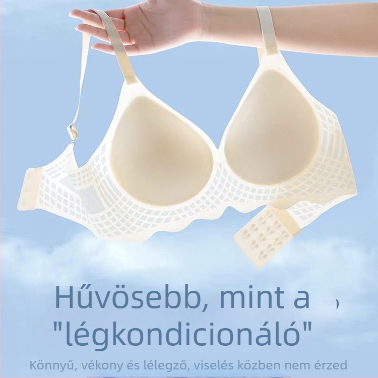 Sima nylon melltartó japán stílusban, 3/4 kosár, vezeték nélküli, légáteresztő, fix kettős vállpántokkal