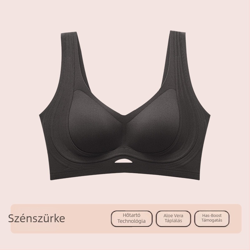 Női varrás nélküli melltartó, 3/4 kosár, formázott kosár: felső része vékony, alsó része vastag, rögzített vállpántok, fő anyag pamut, bélés pamut