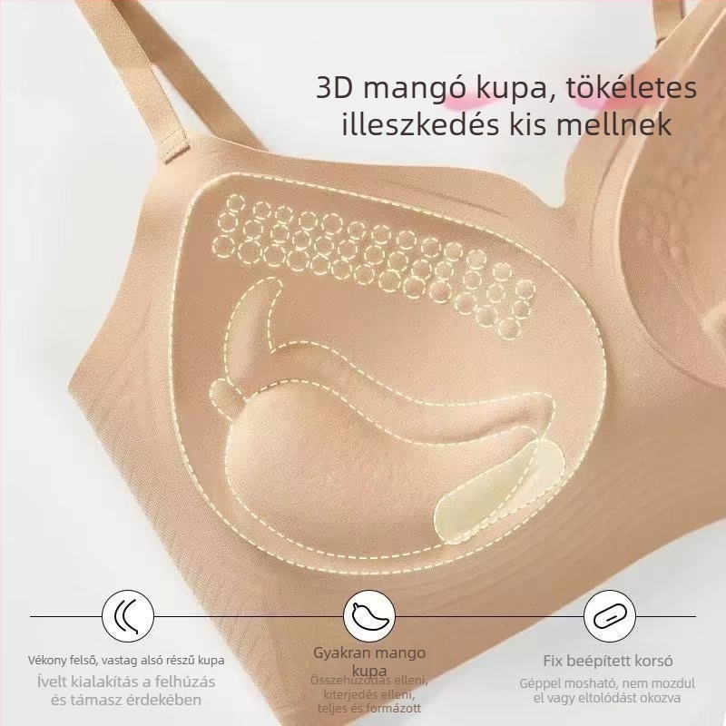 Varrás nélküli melltartó, mellény-stílusú, push-up kis melleknek, puha támasz, teljes kosár, anyag: nejlon-elastán