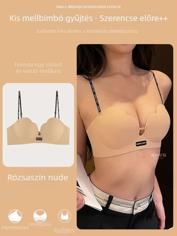 Push-Up seamless melltartó, 3/4 kosár, légáteresztő nejlon, rögzített vállpántok, hátoldali négy sor kapocs