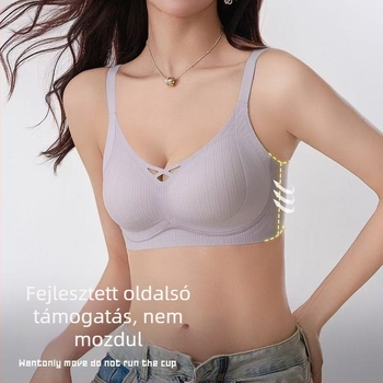 Pamut, vezeték nélküli, varrat nélküli melltartó, kényelmes, push-up és oldalsó gyűjtés
