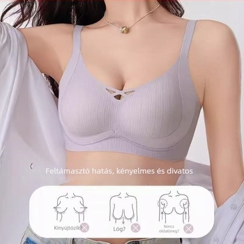 Pamut, vezeték nélküli, varrat nélküli melltartó, kényelmes, push-up és oldalsó gyűjtés