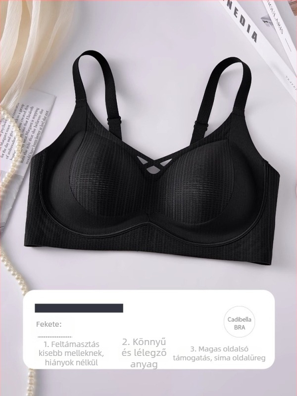 Pamut, vezeték nélküli, varrat nélküli melltartó, kényelmes, push-up és oldalsó gyűjtés