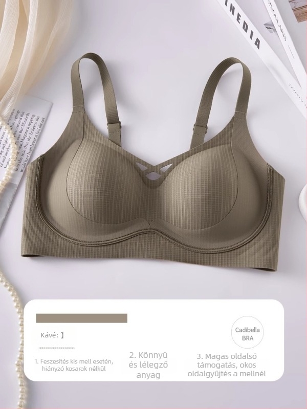 Pamut, vezeték nélküli, varrat nélküli melltartó, kényelmes, push-up és oldalsó gyűjtés