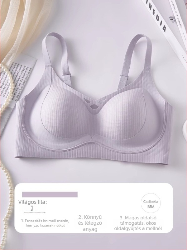 Pamut, vezeték nélküli, varrat nélküli melltartó, kényelmes, push-up és oldalsó gyűjtés
