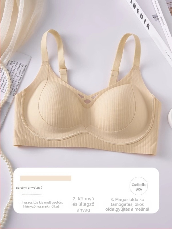 Pamut, vezeték nélküli, varrat nélküli melltartó, kényelmes, push-up és oldalsó gyűjtés