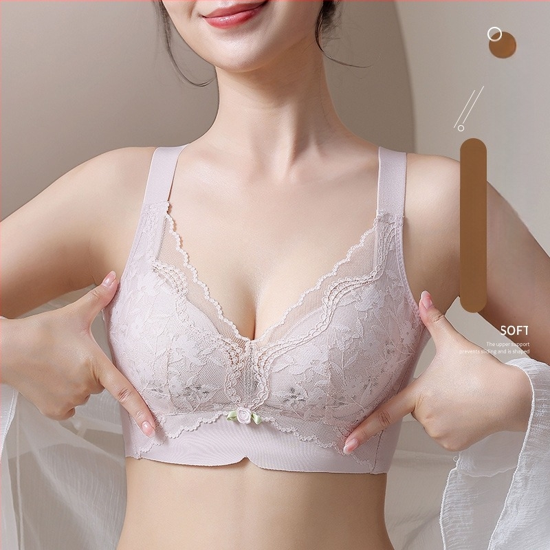 Sima varrás nélküli csipkés női melltartó, nyári könnyű modell, kosár 3/4, ultra vékony formázott kosár, nejlon anyag, bélés spandex, acélgyűrű nélkül, fix kettős pántok