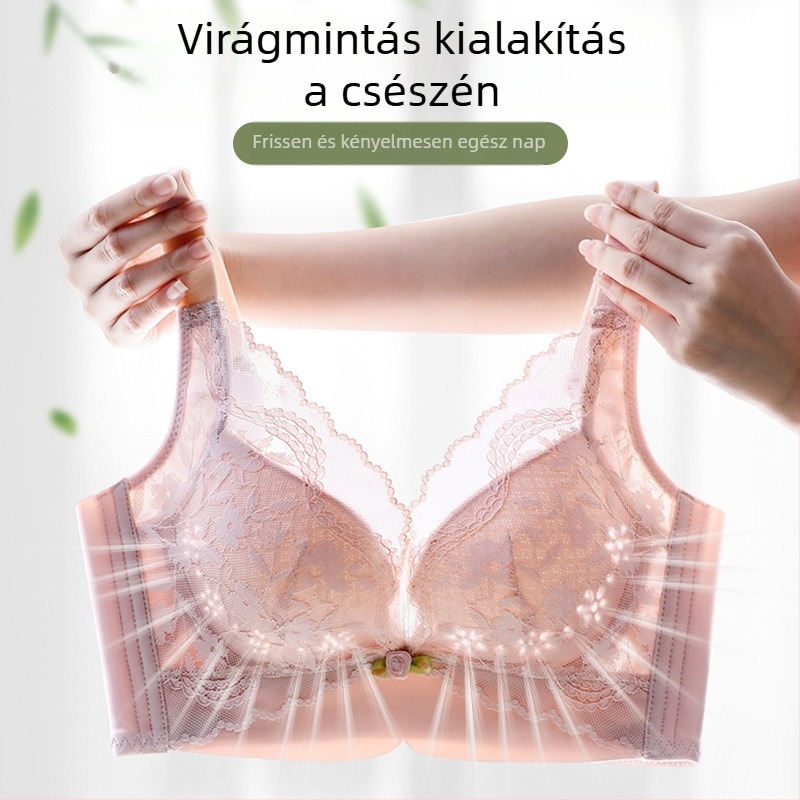 Sima varrás nélküli csipkés női melltartó, nyári könnyű modell, kosár 3/4, ultra vékony formázott kosár, nejlon anyag, bélés spandex, acélgyűrű nélkül, fix kettős pántok