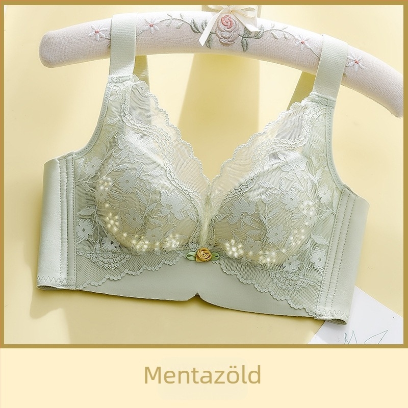 Sima varrás nélküli csipkés női melltartó, nyári könnyű modell, kosár 3/4, ultra vékony formázott kosár, nejlon anyag, bélés spandex, acélgyűrű nélkül, fix kettős pántok