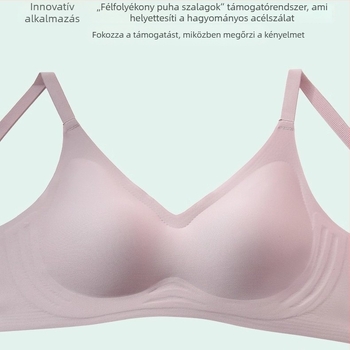 Sima fazonú melltartó nőknek kis mellekhez, vékony, anti-lógás, puha támasz, 3/4 kosár, kosár forma: felső része vékony, alsó része vastag, rögzített pántok, hátul dupla zárcsomó, nylon