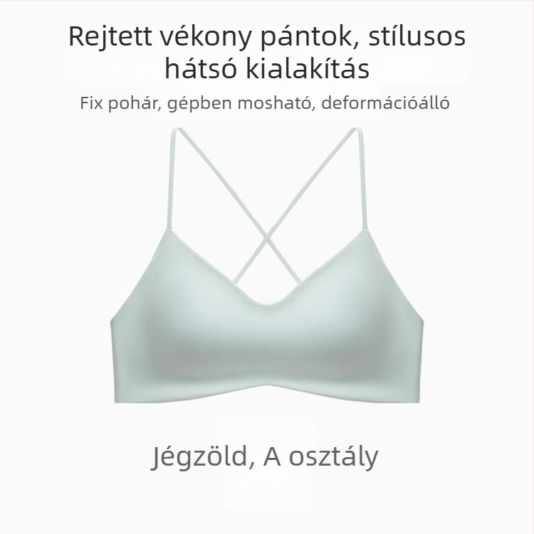 Drót nélküli, varrás nélküli melltartó kereszthátú dizájnnal, push-up kis mellemre, vékony vállpántok, lélegző nejlon